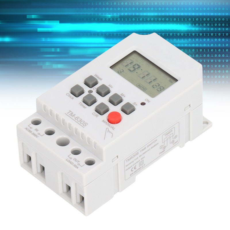 Second Setting Digital Timer Switch ABS 7 Day Programmable Memory