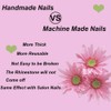 Magrace Handmade Press on Nails Medium Blue Fake Nails Long