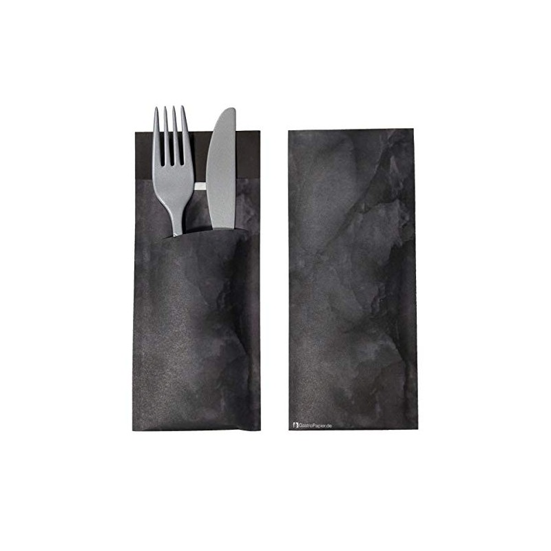30 Pieces Cutlery Pouches with Napkin, Paper, black