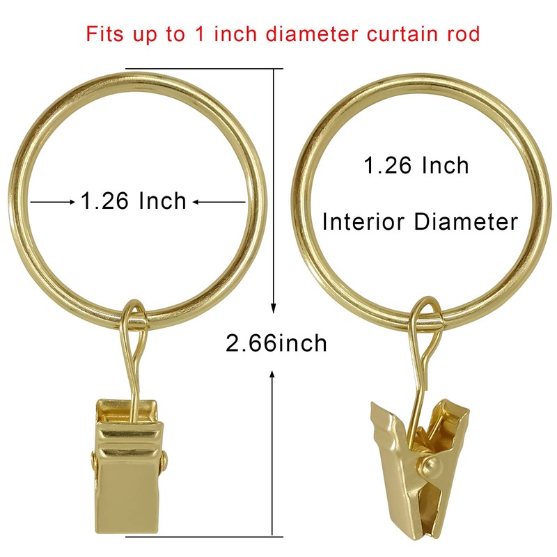 AMZSEVEN 40 Pack Curtain Rings with Clips, Drapery Clips Rings,
