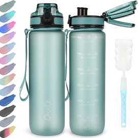 OKKLE Water Bottle 1L BPA Free Water Bottle with Lid and Leak-Proof, Suitable for Gym, School, Cycling, Outdoor, Sports, Fitness
