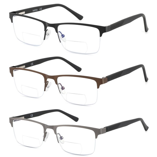 Kafirlo Bifocal Reading Glasses Men Blue Light Blocking Readers With