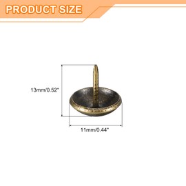 uxcell Upholstery Tacks Nail Pins Furniture, 100Pcs 11x13mm Thumb Tack Pins Assortment Kit Carbon Steel for Home Sofa DIY Decorative Nail Heads Nails, Yellow Bronze