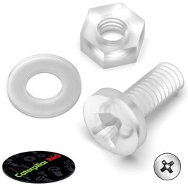 60 x Transparent Clear Plastic Acrylic M4 x 10mm Nuts & Bolts, Washers -Acrylic Plastic Screws, (5/32 x 25/64 in)
