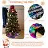 Christmas Tree Skirt 24 Inches Rainbow to Silver Reversible Sequin