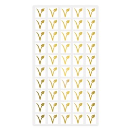 Wedding Meal Stickers for Place Cards - White Background Square Labels for Guest Selection and Meal Indicator Use (50 Stickers - Vegan, Gold)