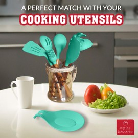 Silicone Spoon Rest for Stove Top – Set of 2 | HEAT RESISTANT | EASY – CLEAN Spoon Holder for Stove Top | Nonstick Sturdy Silicon Spoon Rest for Kitchen Counter | Spatula Rest HOLDS 2 LARGE UTENSILS