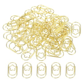 MECCANIXITY Paper Clip Star-Shaped Cute Decorative Fun Clips Bookmarks 0.9 Inch Gold Tone for Organize Office Home, Pack of 50