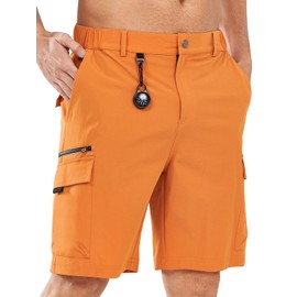 NORTHYARD Men's Casual Cargo Shorts Lightweight 9" Hiking Golf Work Quick Dry Camping Outdoor Travel Fishing with 7 Pockets Orange 2XL
