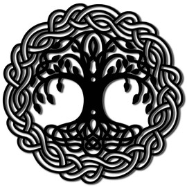 CREATCABIN Tree of Life Metal Decor Family Tree Metal Wall Decoration Black Tree Sculptures Hollow Out Wall Hanging Ornament for Housewarming Gifts Outdoor Garden Farmhouse Living Room 7.8 x 7.8Inch