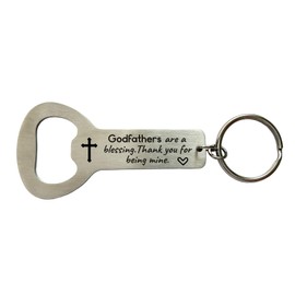 Godparents Proposal Gifts for Baptism Godfathers are a Blessing Thank You for Being Mine,New God Parents Christening Gift Stainless Steel Bottle Opener Keychain