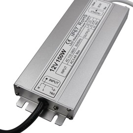 LED Driver Waterproof IP67 Power Supply 150W 12V DC 12.5a Transformer thinner and Durable with US 3-Prong Plug Plate for Outdoor Use