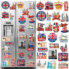 London Fridge Magnets, 25 Pcs Colorful PVC London Magnets for Fridge, UK Souvenirs Gifts for Fridge Locker Office Decor Travel Keepsakes