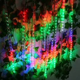 Aluan Christmas Lights Outdoor Meteor Shower Rain Lights, 40cm/16inch 10 Tubes 360 LEDs Waterproof Falling Rain Hanging Lights with UL Plug for Christmas Holiday Party Home Garden Decor, Multicolor