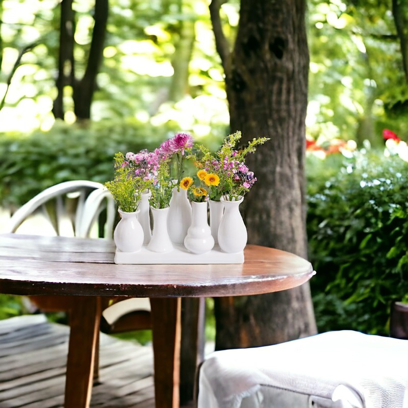 Jinfa Handmade, Small, Ceramic, Decorative Flower Vases, Set of 7