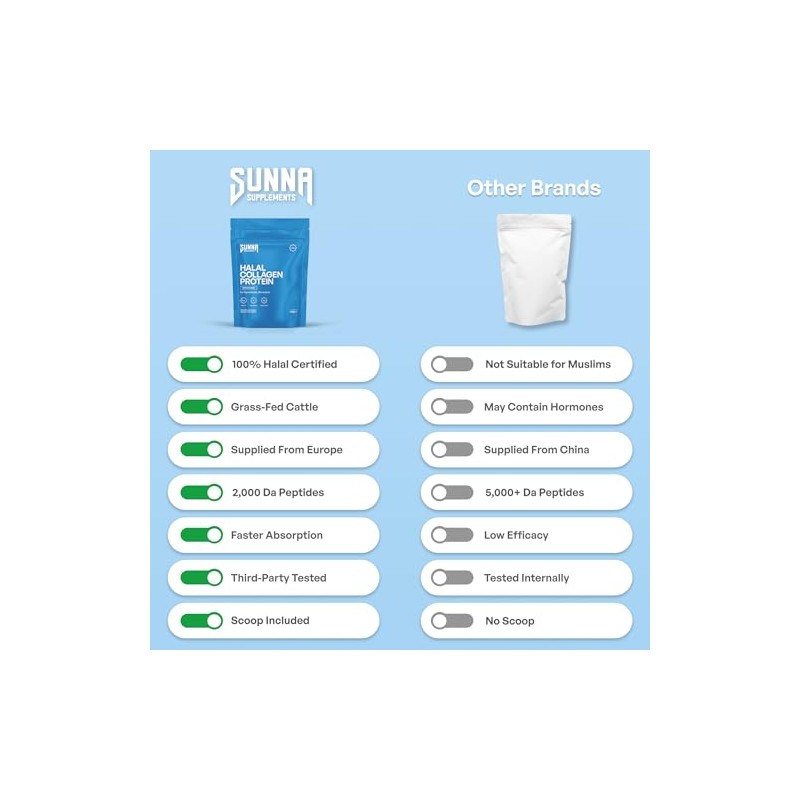 SUNNA SUPPLEMENTS Halal Bovine Collagen Protein Powder - 1500g Unflavoured