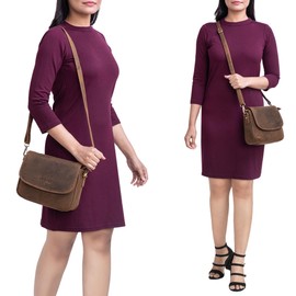 STILORD 'Aisha' Vintage Handbag Women's Leather Shoulder Bag Elegant and Timeless Women's Bag Made of Genuine Leather, Medium - Brown