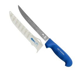 Dexter Outdoors GH138 Guy Harvey SOFGRIP Wide Fillet Knife with Sheath, 8", Blue and White