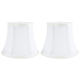 Meriville Set of 2 Off White Faux Silk Chandelier Lamp Shades – Softback Bell Shape, Clip-On Fitter for Candelabra Bulbs, 4" x 6" x 5"