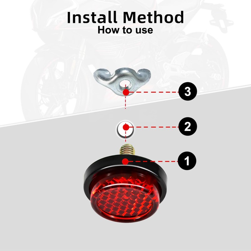 Muoqele 6PCS Red Reflectors Motorcycle License Plate Frame Bolts and