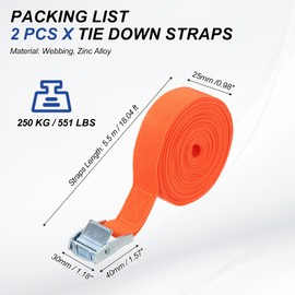 PATIKIL - Correa de amarre de 1 x 10 pies con hebillas, 2 correas de amarre con hebilla de leva, ajustables y resistentes correas seguras de hasta 550 libras para bicicletas de kayak de carga, verde
