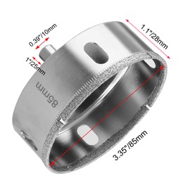 Luomorgo 85mm/3.35 inch Diamond Hole Saw, 1.1 inch Cutting Depth Diamond Diamond Drill Bits for Glass Ceramic Marble Porcelain Tile Granite Quartz Gemstone