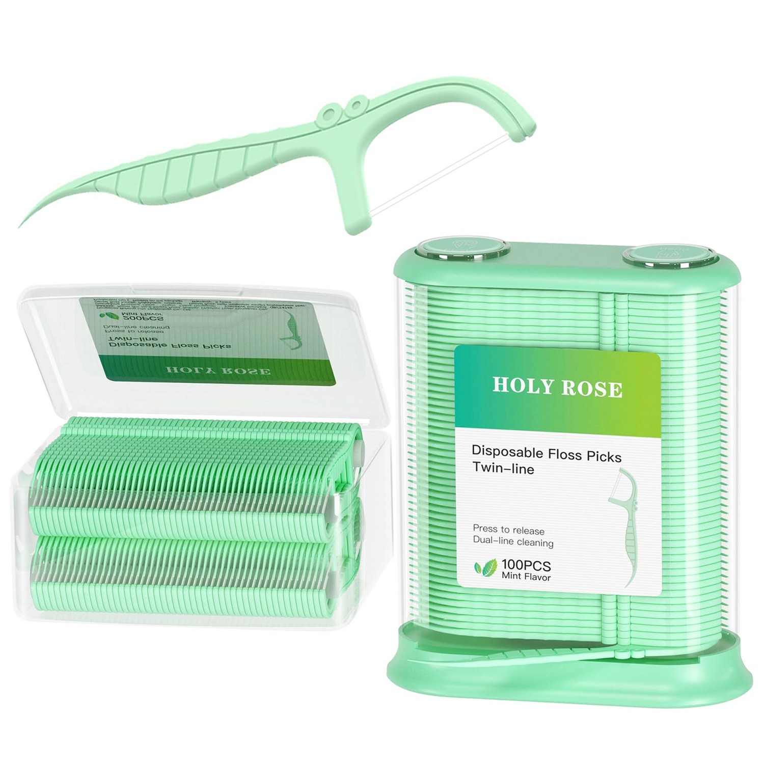 Holy Rose Dental Floss Dispenser and Flossers Storage Case Combo - with ...