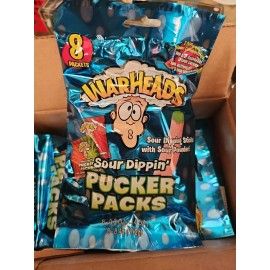 War Heads Pucker Packs  Sour Dippin Sour Stick & Powder  Collectors Sealed Box
