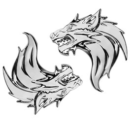 Pack of 3 Metal Wolf Head Car Stickers, Wolf Head 3D Metal Car Sticker, Scratch Sticker, Stylish and Cool, Can Be Used for Car Decoration and Cover Scratches
