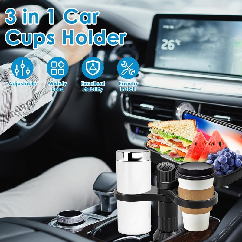 BEANPRECOY Car Cup Holder Expander, 360°Rotation Adjustable Base Car Cup