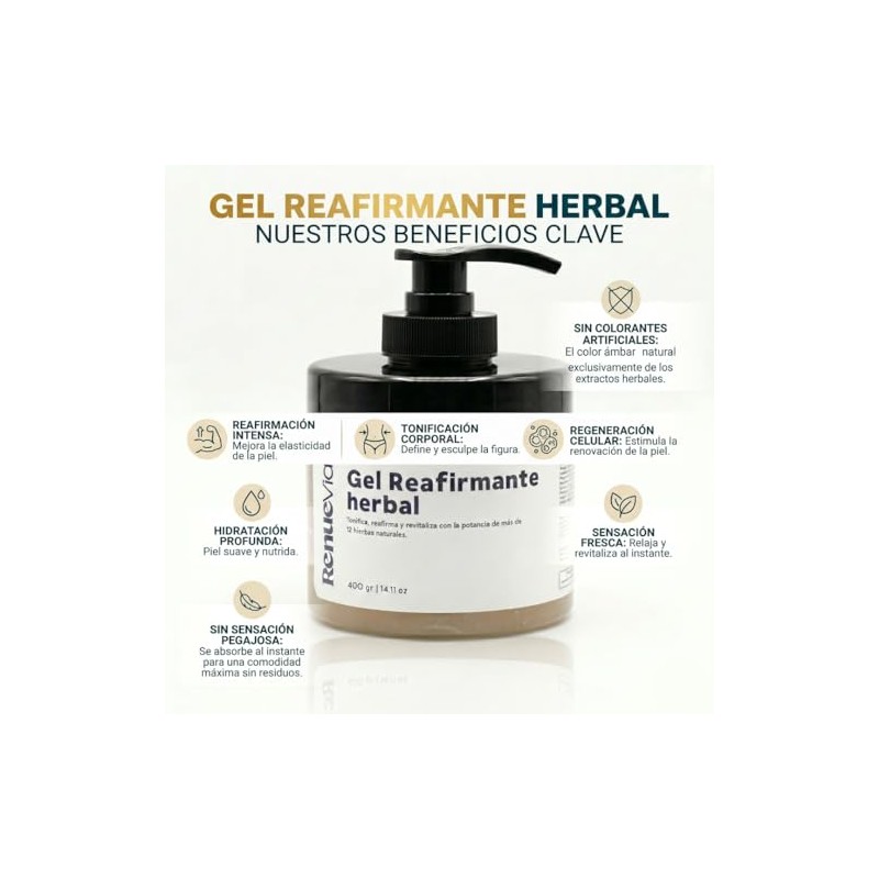 Gel Reafirmante Herbal, 400 g, Fórmula Natural con Mentol y