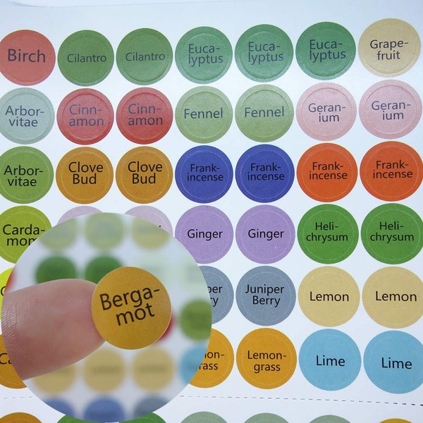 Essential Oil Bottle Cap Labels 384 Cap Stickers Blends + Blanks for ml Roller Bottles, Aromatherapy Set,Perfect Lid Stickers to Keep Your Doterra/Young Living Oils Organized