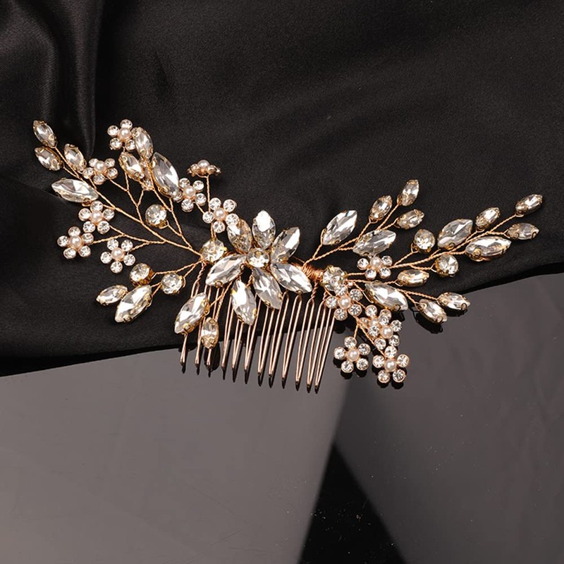 Teyglen Flor De Diamantes De Imitación Para Novia, Boda, Peine