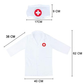 NITAIUN Pack of 4 Doctor's Coats Children's Doctor Costume Doctor's Coat Lab Coat Nurse Apron + Cap Doctor Accessories Girls Boys Children Toy Gifts from 3 Years (White)