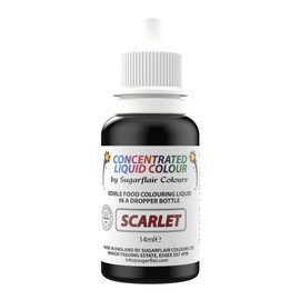 Sugarflair Scarlet Liquid Food Colouring Droplet For Colouring Royal Icing, Sugarpaste Buttercream, Sugarpaste Also For Painting & Can Be Used With An Airbrush - 14ml