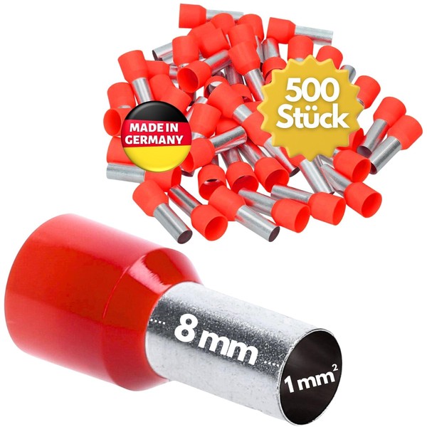 Kalitec AE108RT Insulated Wire End Ferrules 1.0 mm² 8 mm