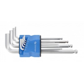 Högert Technik - Hex Key with Ball I Set of 9 I Sizes T1.5 to T10 I Made of S2 Steel I Resistant to Deformation and Abrasion I Manufactured according to the Standard DIN 911 I Long I Silver
