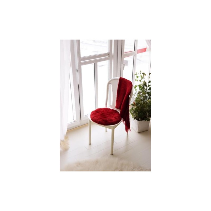 Hollert Lambskin Seat Cushion, Diameter 40 cm, Red, Merino Seat
