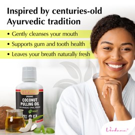 Verdana Organic Oil Pulling Mouthwash – 16 oz Mint – USDA Organic Coconut Oil Rinse for Teeth & Gums – Alcohol-Free, Fluoride-Free Natural Mouthwash for Fresh Breath & Gum Health