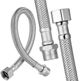 Pack of 2 304 Stainless Steel Flexible Hose,30CM Long Shower Pipe Hose 3/8 Inch BSP Thread,High Pressure Resistant Tap Connector Pipes for Plumbing Bathrooms Kitchens