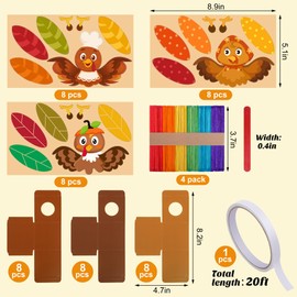 Wehhbtye 24 Set Thanksgiving Turkey Paper Jar Craft, Thankful Turkey DIY Boxes with Wooden Stick, Fall Gratitude Prayer Jar Crafts for Religious Party Supplies Handicraft Art Decoration