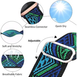 Lamshaw Compatible for Embr Wave 2 Band, Stretch Elastics Nylon Adjustable Replacement Strap Accessories Compatible for Embr Wave 2 Thermal Wristband (blueprint)