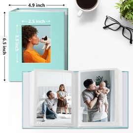 Vienrose Small Photo Album 4x6 Slip-in Picture Album 50 Pages Holds 100 Photos, Portable Photo Book 4x6 for Wedding Family Baby Travel Skyblue