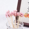 100 Pack Easter Cocktail Toothpicks for Appetizers Natural Bamboo Bow