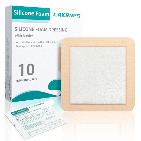Silicone Foam Dressing with Adhesive Border, 6“ x 6” Waterproof