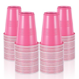 100 Pcs Pink Solo Cups, 16 OZ Disposable Plastic Cups Pink Drinking Cup for Wedding Birthday Party Picnic Bachelorette Graduation Festive Celebrations