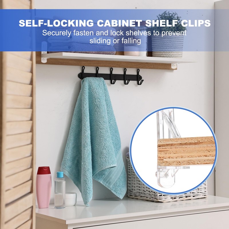 PATIKIL Locking Shelf Support Pegs, 60 Pcs Plastic Cabinet Shelf