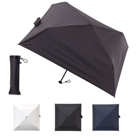Moonbat Masu Men's Parasol, Square Folding Umbrella, Solid Color, 19.7 inches (50 cm) (Ultra Lightweight, Ultra Slim), solid/black