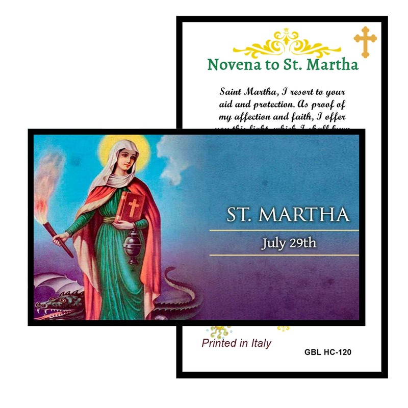 Novena to St Martha Laminated Prayer Card Blessed by Pope