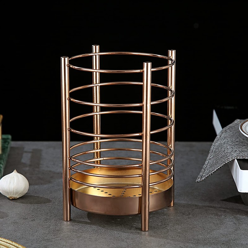 Copper Kitchen Utensil Holder for Kitchen Counter, Stainless Steel Utensil